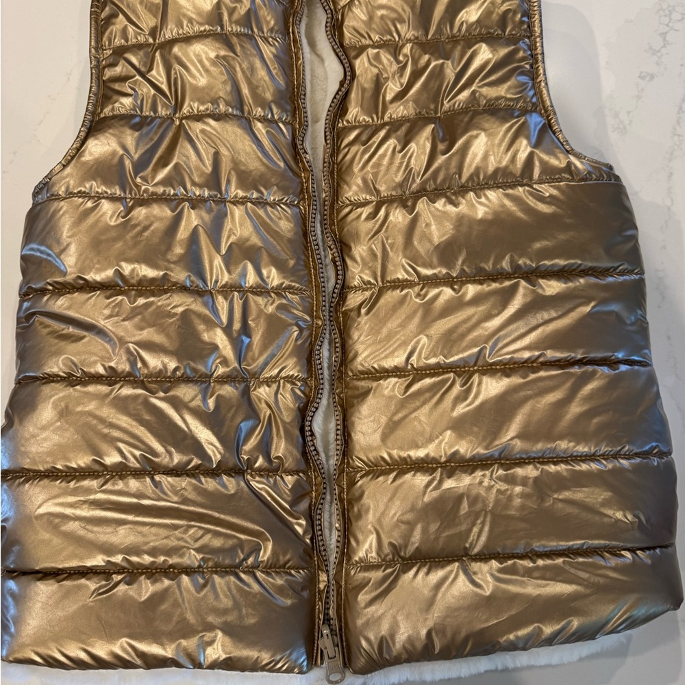 Gold Plush Reversible Puffer Vest. Never worn.